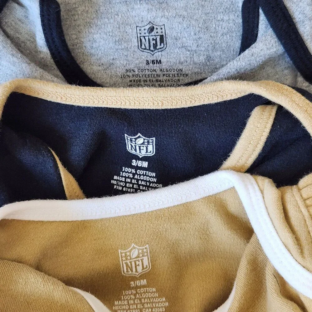NFL New Orleans Saints baby girl short sleeve bodysuits size 3-6 months